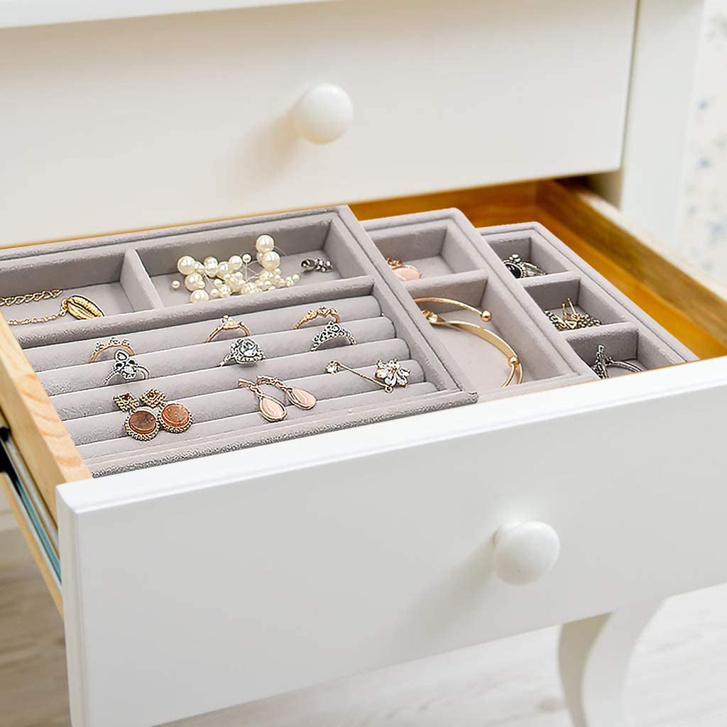 JEWELRY XL TRAY Compartments Stackable Closet Drawer 
