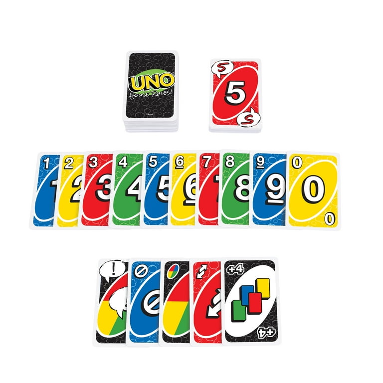 UNO House Rules Card Game for Adult, Family & Game Night, Travel, Camping &  Party