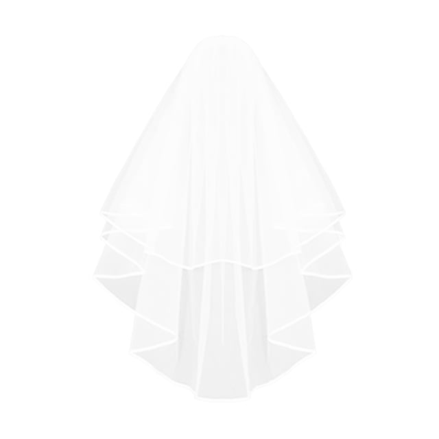 Visland Bridal Veil Double-Layered Solid Color Ribbon Edge Design Wedding Veil Soft Mesh Material Prom Cosplay Veil with Comb
