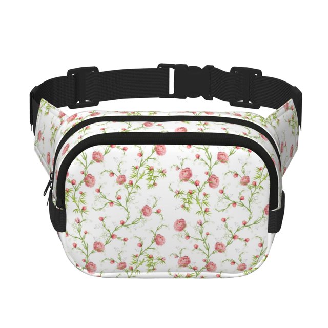 Balery Roses Flowers Mochila Cinturón para Mujeres y Hombres, Bolsa de Cintura Impermeable de Doble Capa con Correa