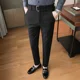 thumbnail image 4 of Pantalones de traje masculino de corte recto y ajustado con trenzas, pantalones de verano para hombre, ropa de negocios elástica y elástica, promoción, 4 of 5