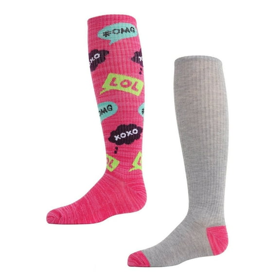 MeMoi  2 Pair Pack OMG LOL Knee High Socks - Girls - Female, 8-9, Assorted
