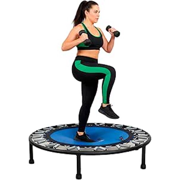 Trampolín Fitness portátil para Ejercicio en casa, Rebote Resistente con resortes de Acero, Estructura Metalica Resistente, Capacidad 150 kg