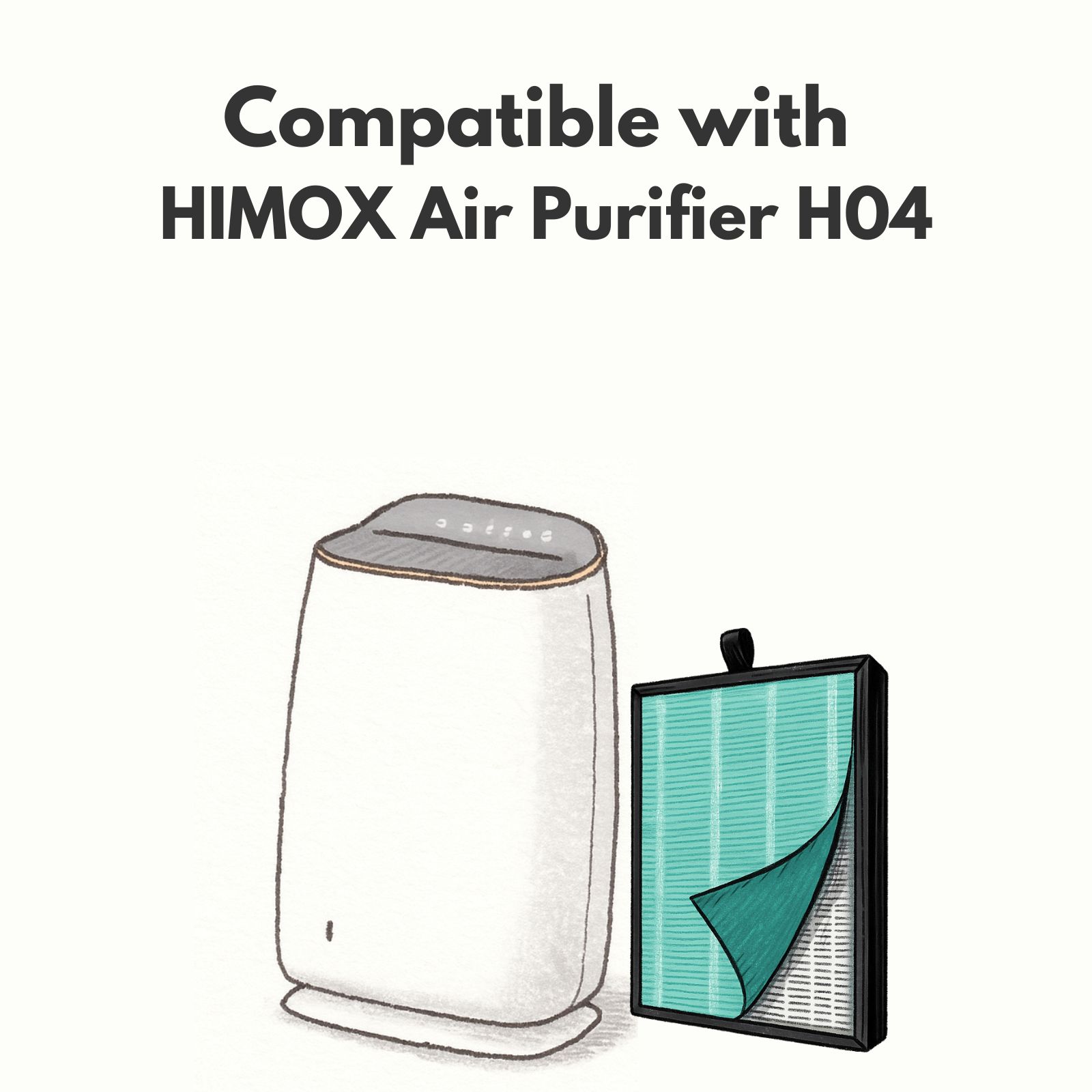 Nispira H04 3-In-1 True HEPA Filter Replacement Compatible with HIMOX Air Purifier H04 | Removes Smoke, Odor, Chemical VOCs | 1 Pack