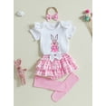 thumbnail image 5 of My First Easter Baby Girl Outfit Bunny Eggs Short Sleeve Romper + Layered Ruffle Bloomers Tutu Skirt Shorts + Socks + Headband 4Pcs Cute Clothes Set, 5 of 8
