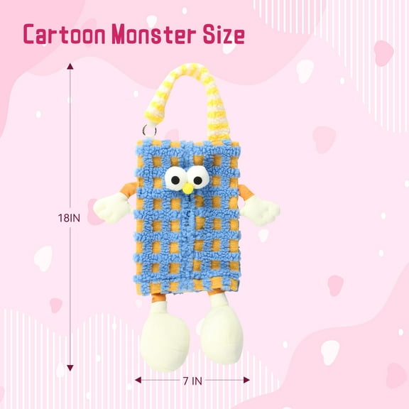 ZDM Car Tissues Box Holder:Cute Monster-Pattern Decorative Car Seat Back Organizers, Easy Installation Tissue Bag for Cars, Perfect for Car Napkin Cover and Tissue Storage (Red)