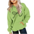 thumbnail image 2 of Cowsor Cute Hoodie for Teen Girls Trendy Bow Print Preppy Hooded Sweatshirts Kids Pullover Long Sleeve School Outfits, 2 of 7