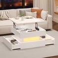 thumbnail image 2 of Noble House Lift-Top Coffee Table with LED Light & 2 Drawers,White, 2 of 8