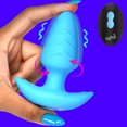 thumbnail image 1 of Bang! Rotating & Vibrating Tapered Butt Plug w/Remote - Blue, 1 of 8