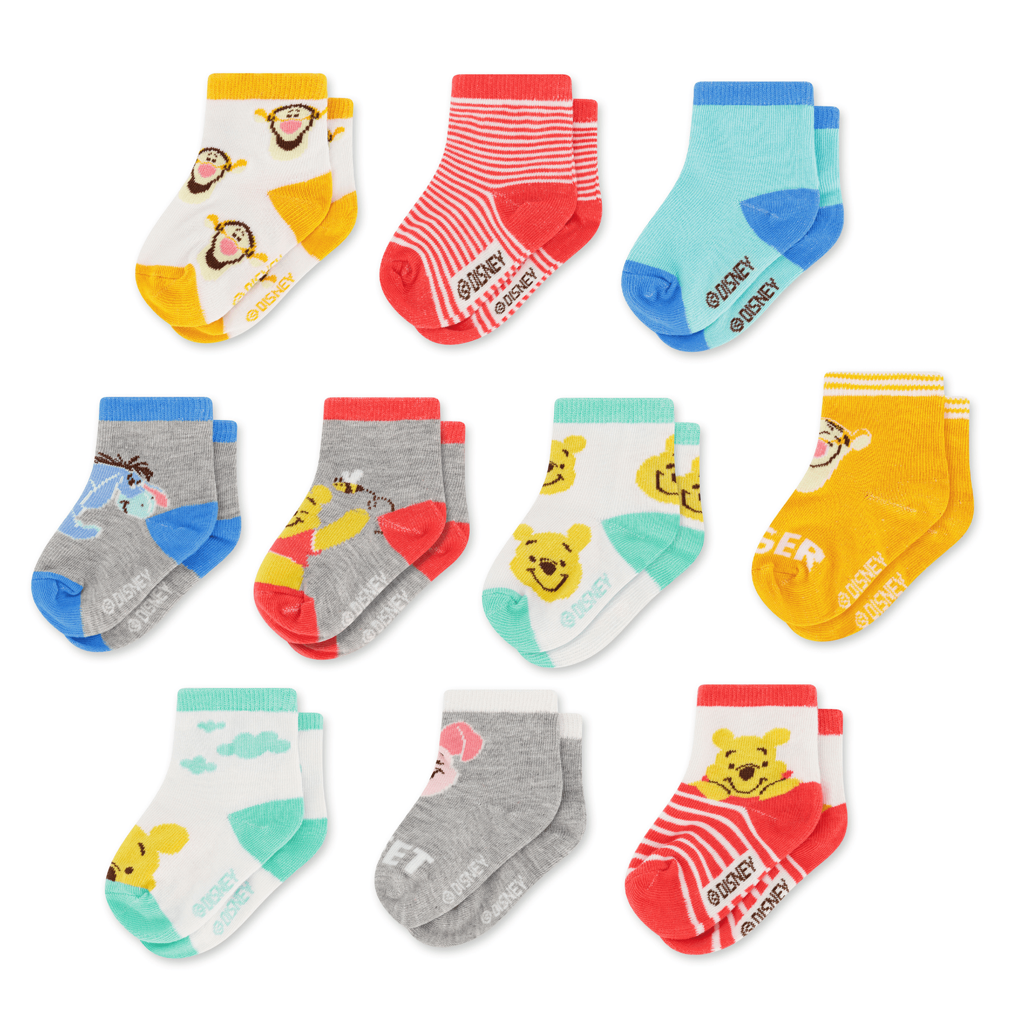 Disney Store Winnie The Pooh Baby Rattle & Socks Gift Set Present 0-6 Months NEW 