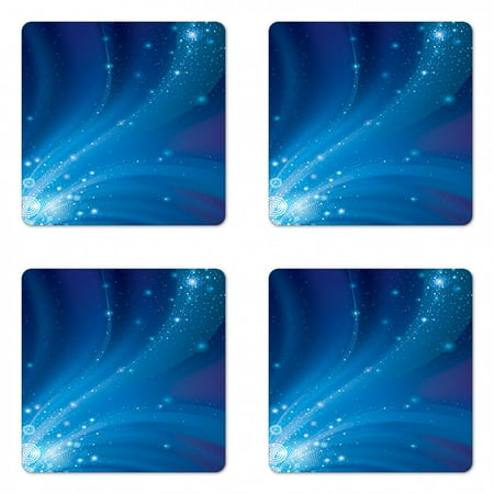 

Blue Coaster Set of 4 Abstract Universe Infinity Stars Themed Outer Space Image Square Hardboard Gloss Coasters Standard Size Sky Blue Royal Blue by Ambesonne