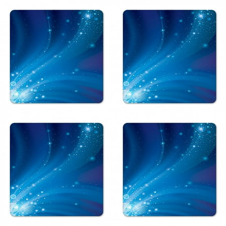 

Blue Coaster Set of 4 Abstract Universe Infinity Stars Themed Outer Space Image Square Hardboard Gloss Coasters Standard Size Sky Blue Royal Blue by Ambesonne