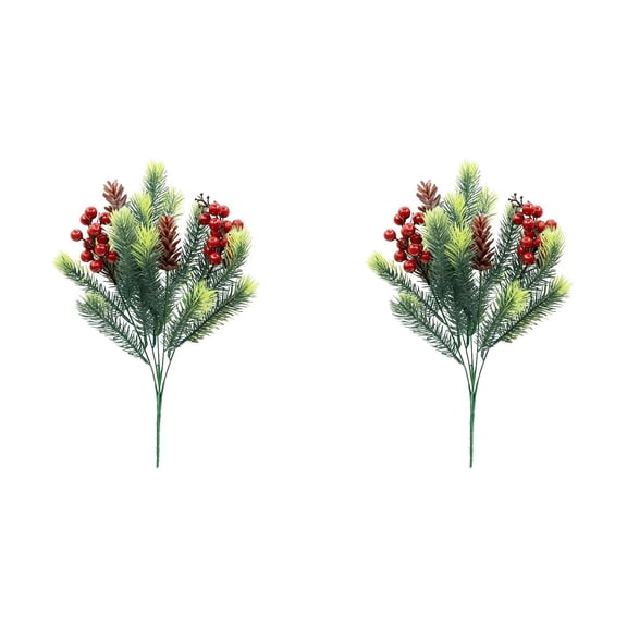 Miommo 2 Pack Realistic Christmas Picks Stems with Red Berries, Plastic Faux Flowers for Holiday Decor, Winter Wreath, Mantel & Table Centerpiece