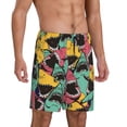 thumbnail image 2 of Tideii Angry Shark Pattern Print Men's Short Pajama Pants, Elastic Pocket Summer Pajama Pants Sleepwear, Lounge Pants-X-Large, 2 of 6