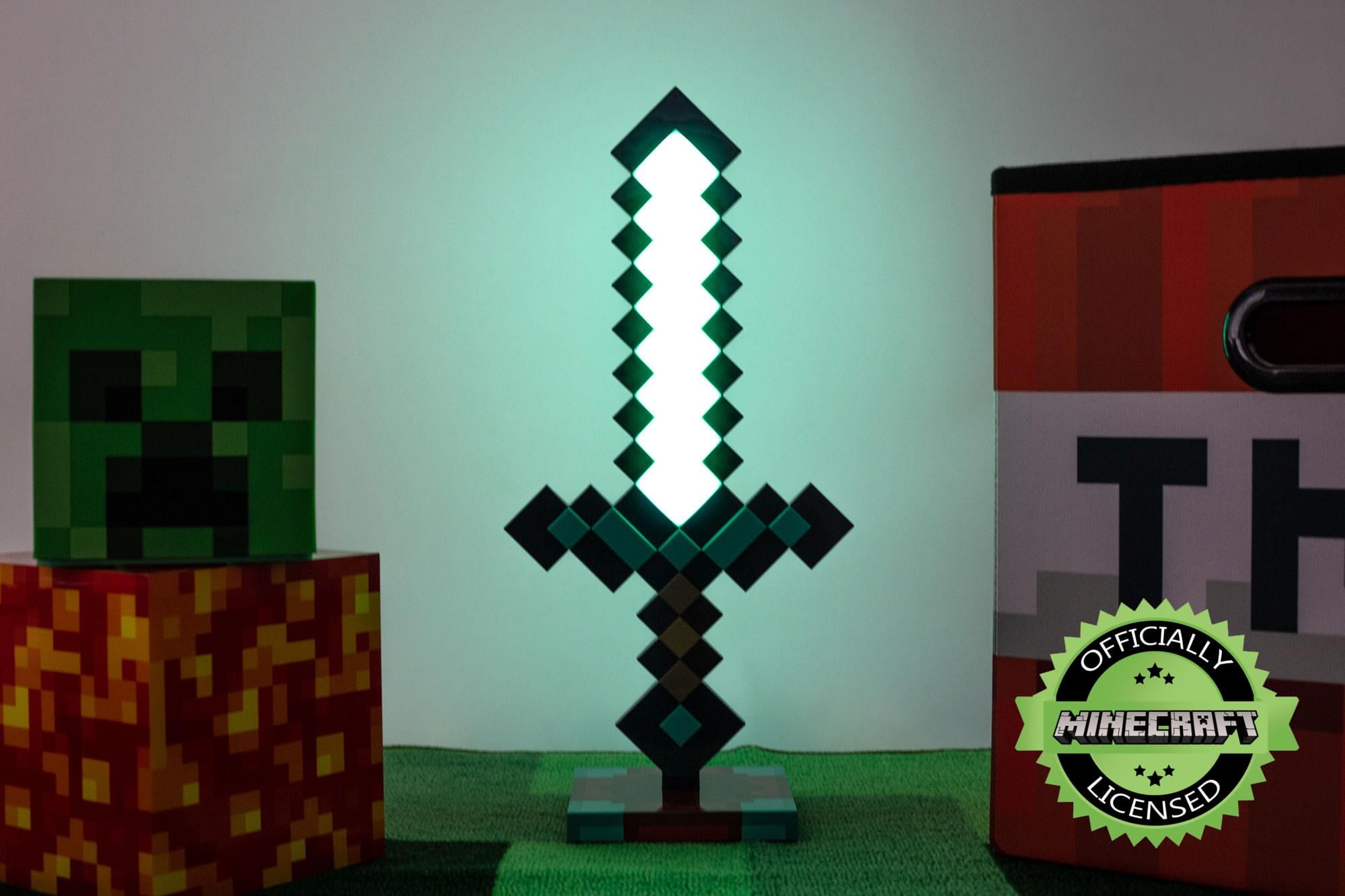 Minecraft Diamond Sword 14 Inch Usb Desk Led Bedside Night Light Lamp For Gamers Walmart Com Walmart Com