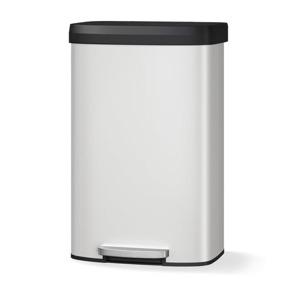White 21Gallon Household Stainless Steel Recycling Garbage Bin with Rear Handle