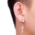 thumbnail image 2 of 2-Pack Fake Plug Earrings with Hanging Cross in Silver, 2 of 2