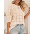 thumbnail image 5 of Weardear Womens 3/4 Sleeve Lightweight Crochet Crewneck Sweater Loose Casual Knit Tunic Tops, 5 of 8