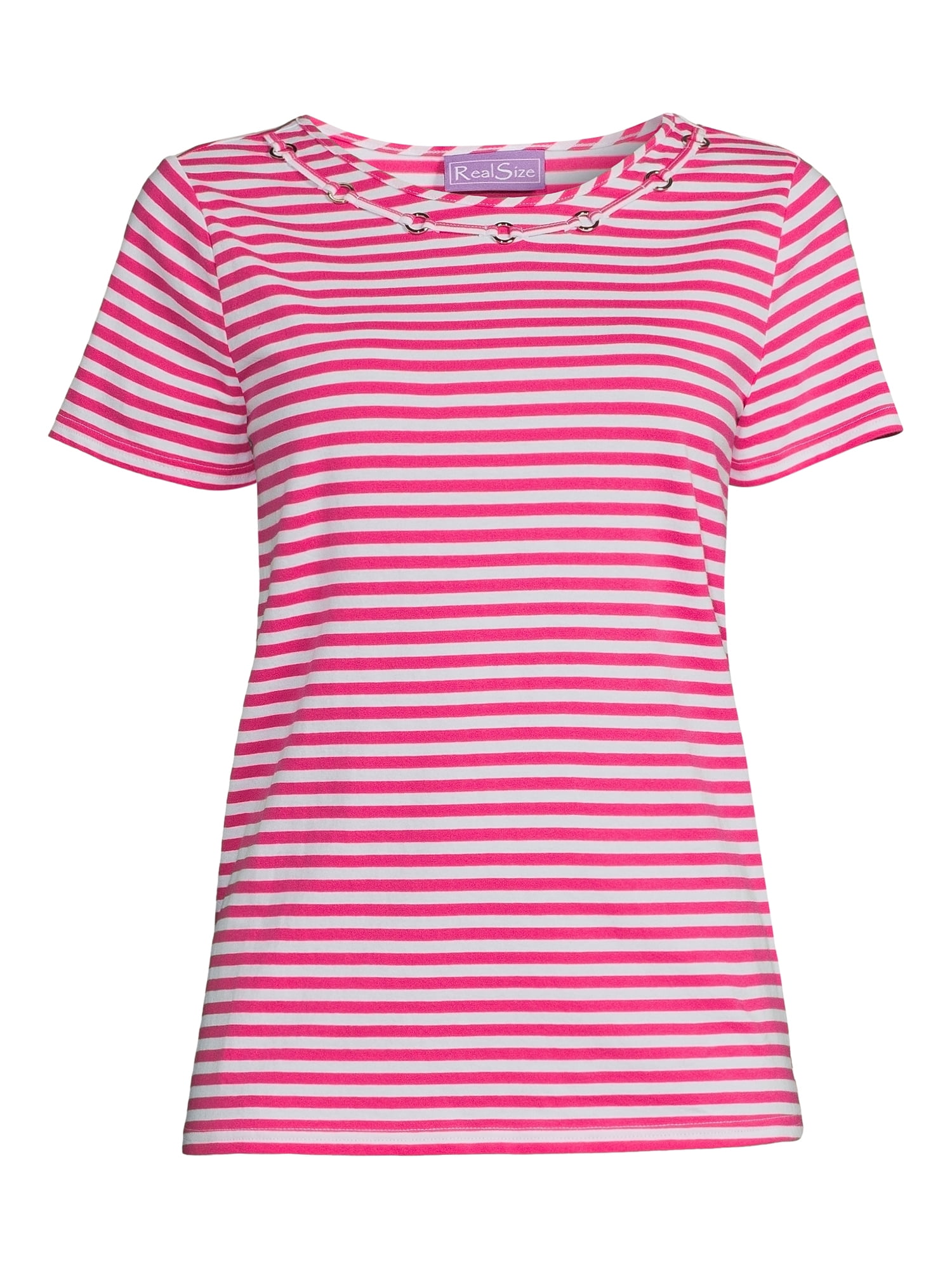 RealSize Women's Embellished Crewneck Tee with Short Sleeves, Sizes XS-3XL