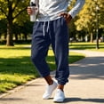 thumbnail image 2 of Sweatpants Pants for Men Sports Leisure Solid Color Elastic Waist Drawstring Straight Long Pants with Pocket, 2 of 8