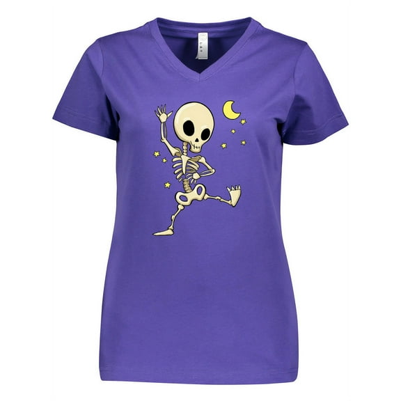 Inktastic Cute Dancing Skeleton Women's V-Neck T-Shirt