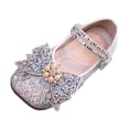 thumbnail image 2 of YHAJDS Girls Pearl Rhinestone Bow Mary Jane Flats Elastic Sequin Ballet Shoes, 2 of 5