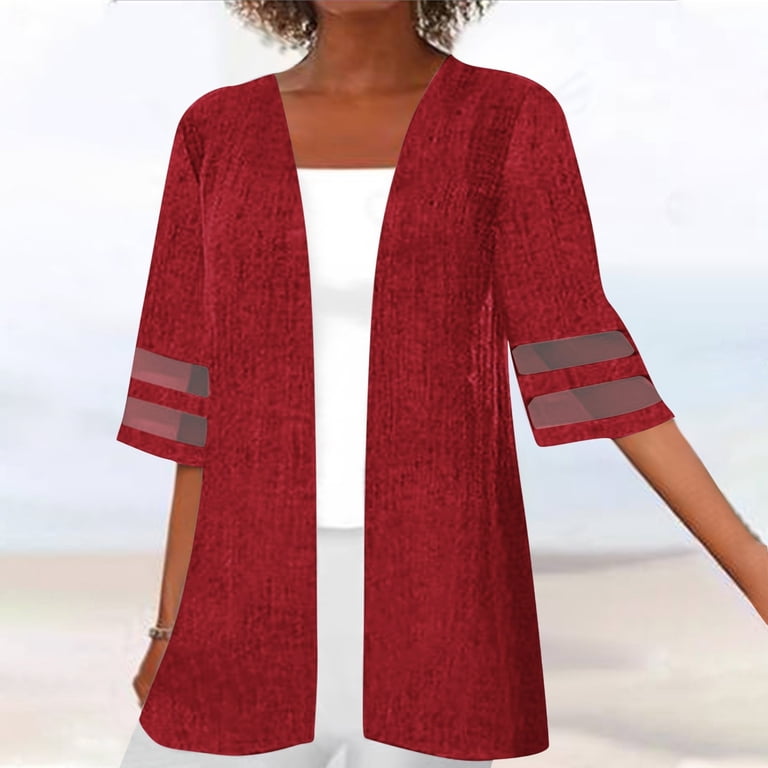 Women's Mesh Short Sleeve Cardigan Open Front Summer Cover Up