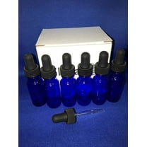 1/2 Oz COBALT BLUE Glass Bottle with Glass Eye Dropper (15ml) - Pack of 6