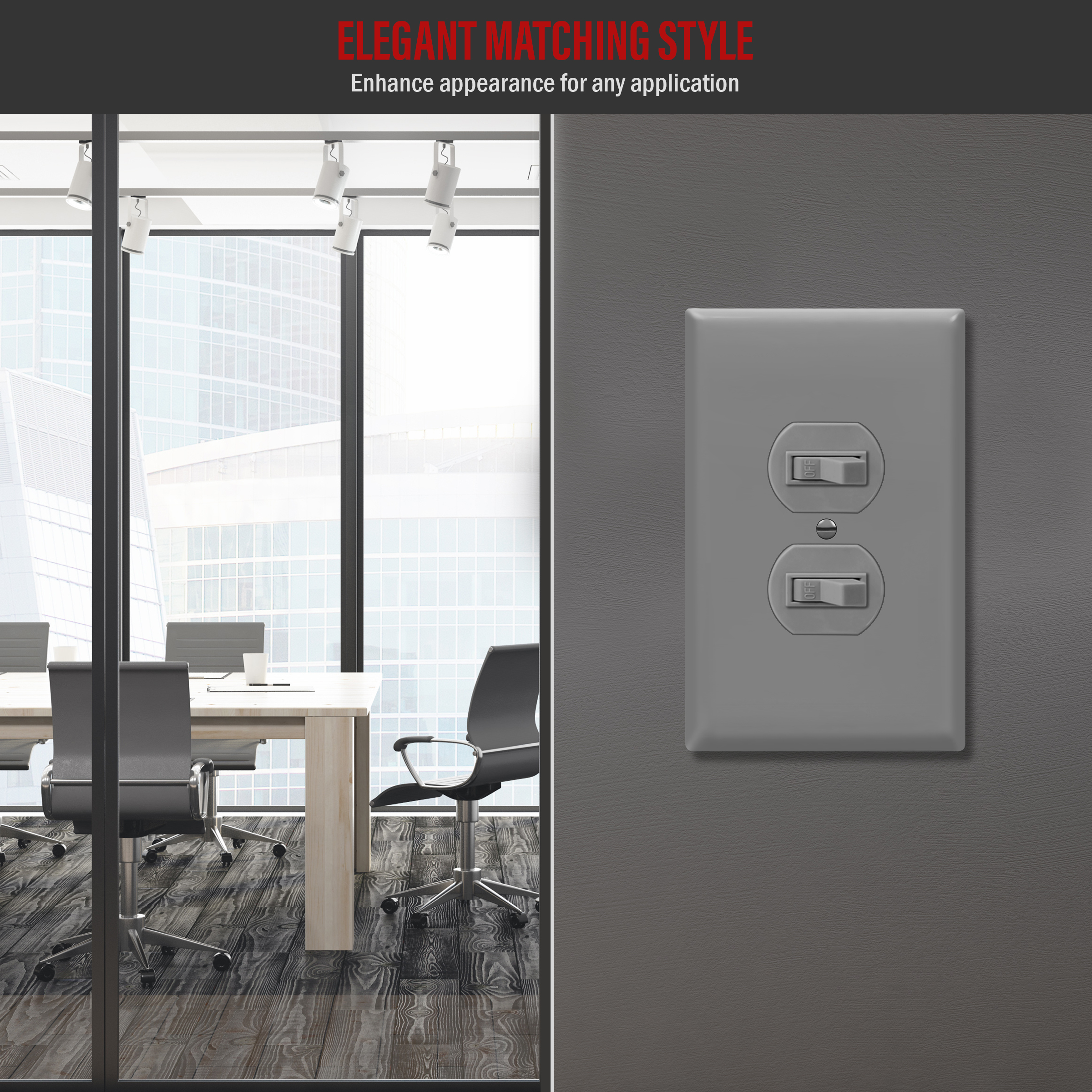ENERLITES Duplex Receptacle Outlet Wall Plate, Jumbo Electrical Outlet Cover, Gloss Finish, Oversized 1-Gang, Polycarbonate Thermoplastic, 8821O-GY, Gray - image 5 of 5