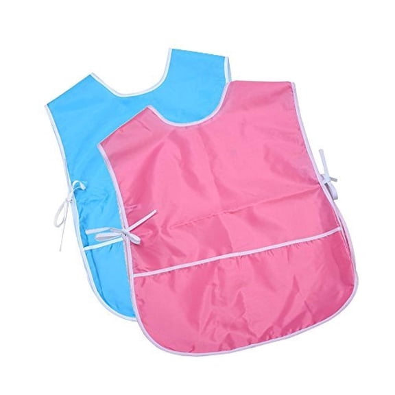 Holzlrgus 2 Pieces Children's Art Smock, Artist Smock, Waterproof Painting Apron (Blue and Pink)
