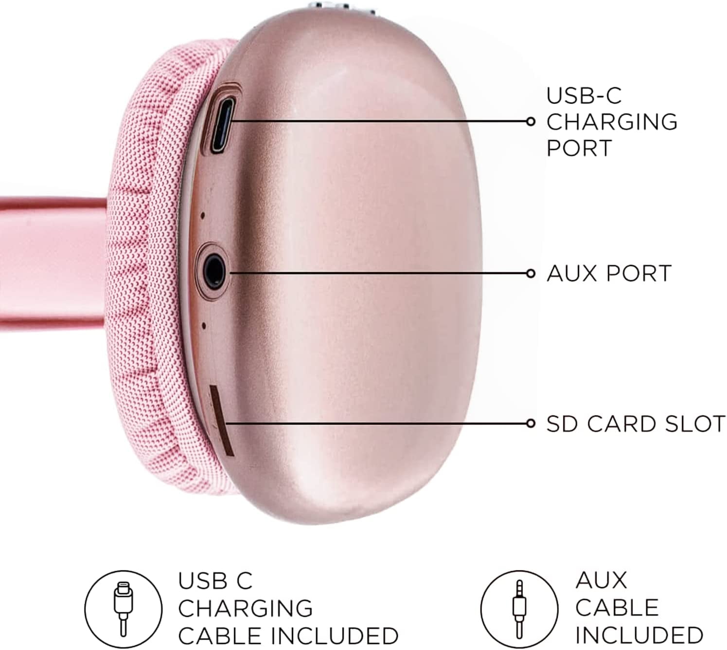 iJoy Ultra Over-ear Wireless Bluetooth Headphones, Noise-canceling (Pink)