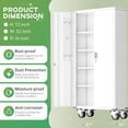 thumbnail image 3 of SOLAURA 72" Metal Storage Cabinet with Wheels and Pegboard, Lockable Rolling Garage Cabinet with Doors and 4 Adjustable Shelves for Home, Kitchen, Office, Warehouse, Garage (White), 3 of 9