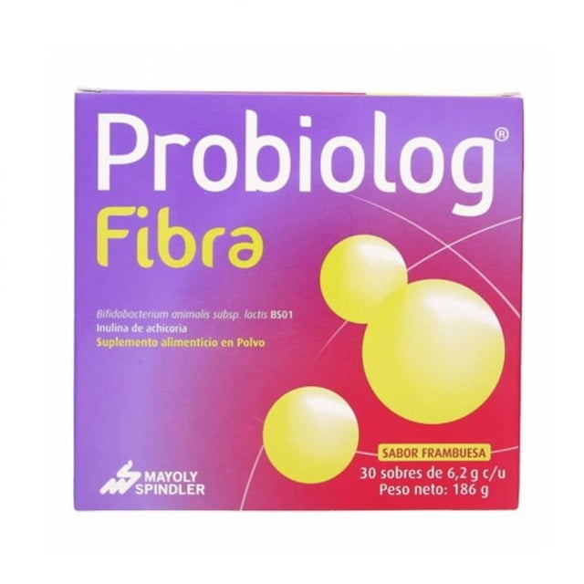 Suplemento alimenticio Probiolog Fibra en polvo frambuesa 30 sobres 6.2 g c/u