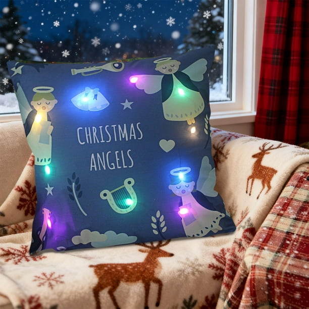 Christmas LED Pillows Holiday Gifts LED Pillows That Can Flash Or Stay On Two Mode Switching Printed Sofa Pillows Cushions Pillowcases