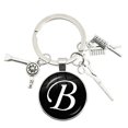 thumbnail image 4 of Llavero colgante de herramientas de peluquería, A-Z de cabujón de cúpula de vidrio de 25mm, 26 letras, llavero de secador de pelo, joyería para regalo de barbero, 4 of 4