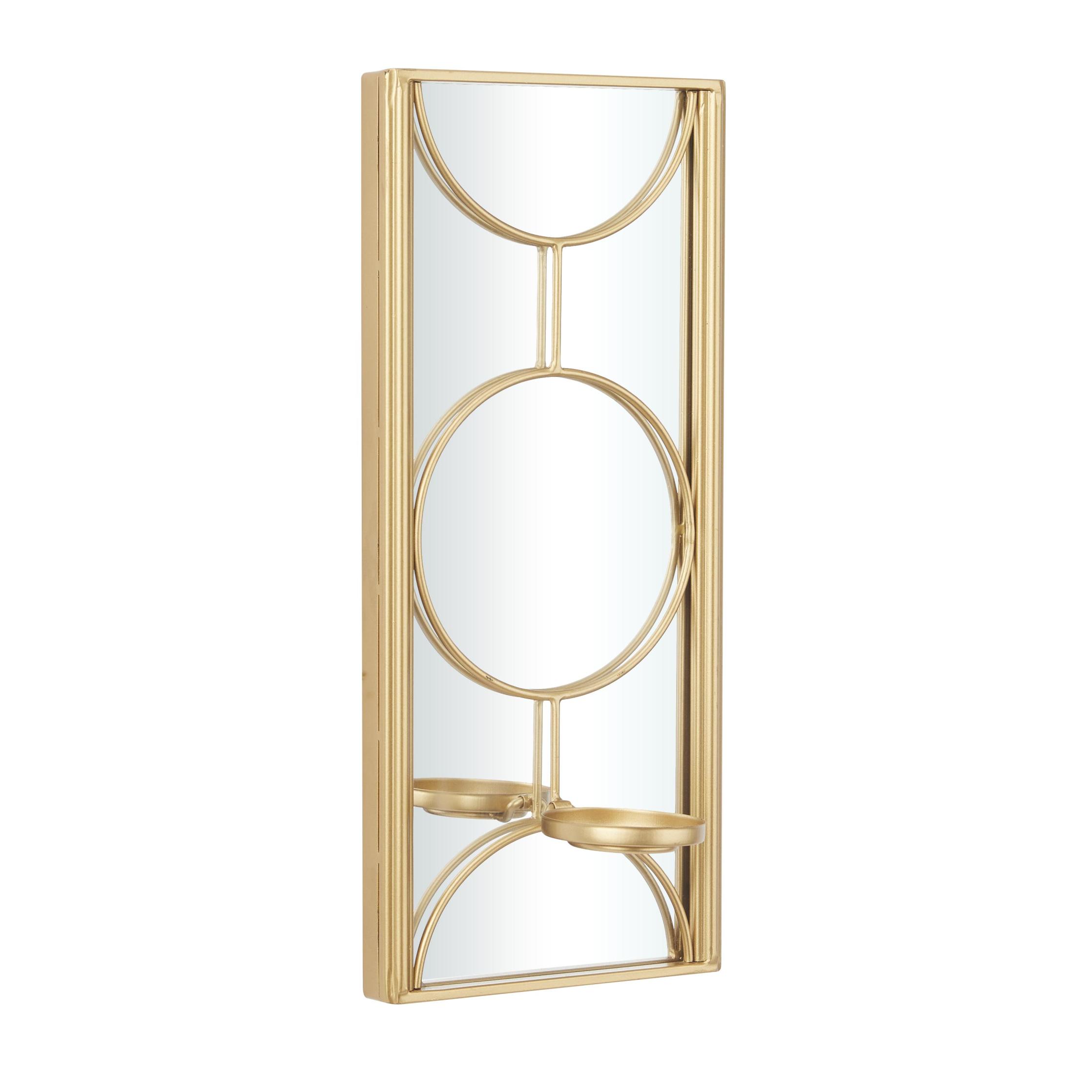 CosmoLiving by Cosmopolitan Gold Metal Geometric Pillar Wall Sconce with Mirror Backing