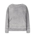 thumbnail image 6 of Miluxas Girl's Fall/Winter Casual Solid Color Long Sleeve Fleece Hooded Jacket Solid Color Sweatshirt Gray 5 Years, 6 of 9