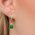 thumbnail image 3 of Gem Stone King 14K Yellow Gold Green Created Emerald Earrings for Women | 2.00 Cttw | Gemstone May Birthstone | Round 6MM, 3 of 6