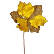 Club Pack of 12 Vibrant Yellow & Gold Sparkle Amaryllis Flower Picks 16"