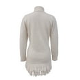 thumbnail image 3 of WTOBBY Women's Fringed Fashion Knit Sweater High-Neck Sweater Dress Long Sleeve Warm Knitted Tunic Style Dress for Fall Winter Season,White M, 3 of 3