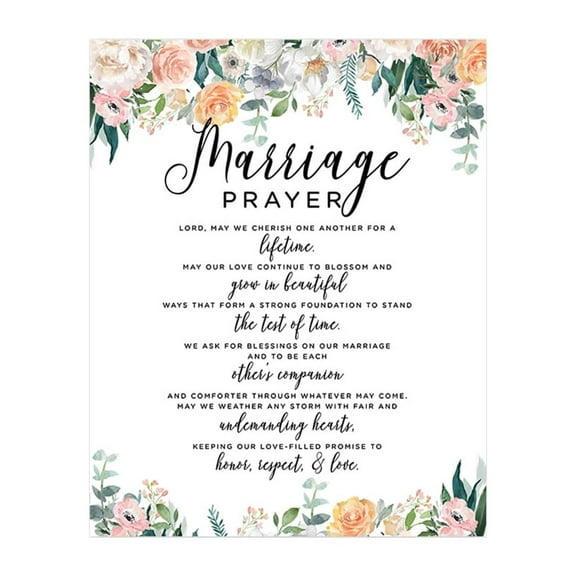Koyal Wholesale Marriage Prayer Canvas Wall Art, Peach Coral Floral Garden Design, Wedding Registry Ideas, Anniversary