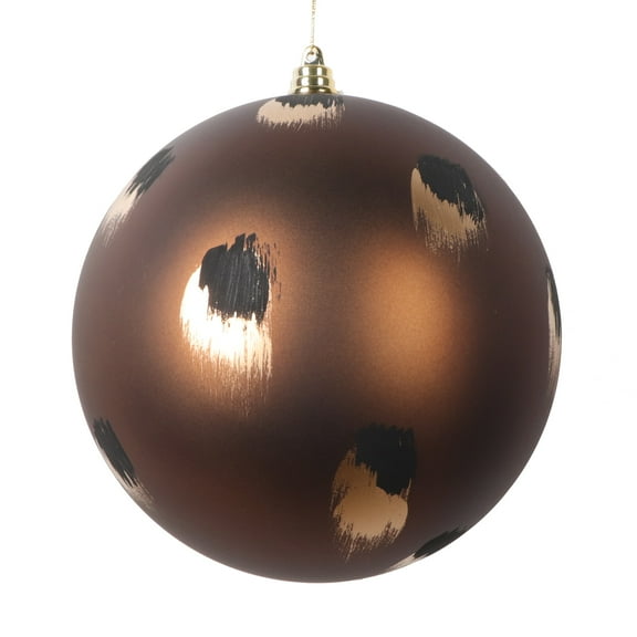 Vickerman 6" Matte Mocha Ball Ornament with Gold and Black Brush Strokes, 2 per bag.