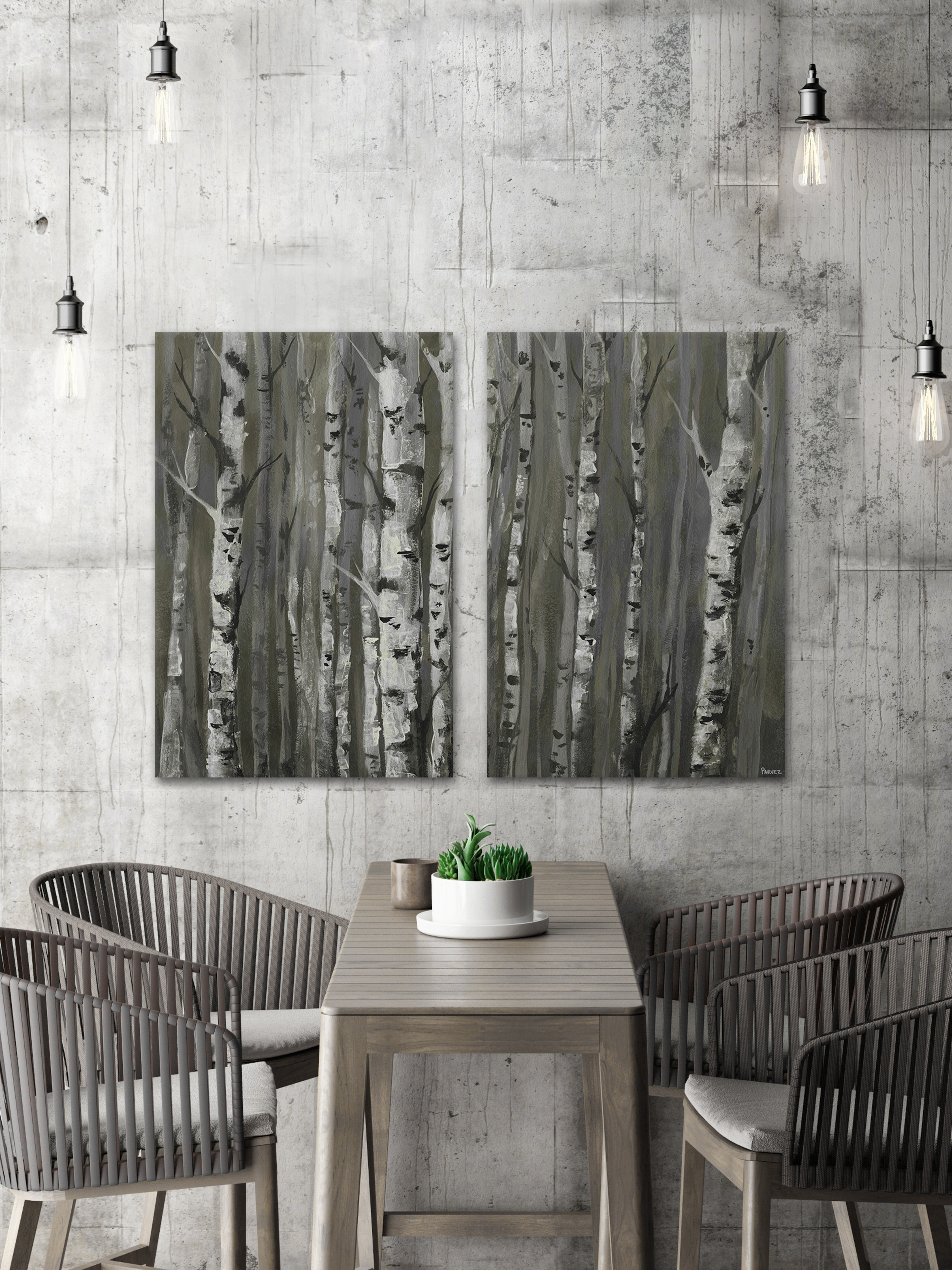 Twigs and Trunks Forest Diptych