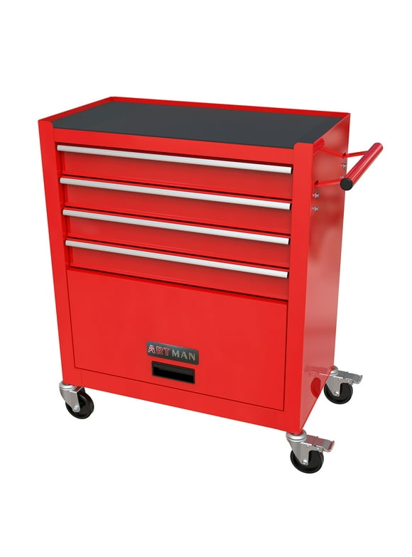 COOKCOK Tool Chest with 238 Piece Tool Set, 4-Drawer Tool Cabinet - Rolling Tool Cart On Wheels for Mechanics Heavy-Duty Metal Tool Box Storage Cabinets for Garage, Red