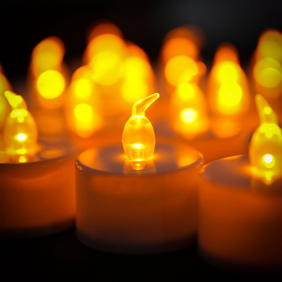 NEWEEN Tea Lights LED 24-Pack Flameless Tealight Candles Battery Candles Flickering Electric Tea Candles for Decoration,Pumpkin Lights,Holiday,Anniversary,Wedding,Party(Warm Yellow Light）