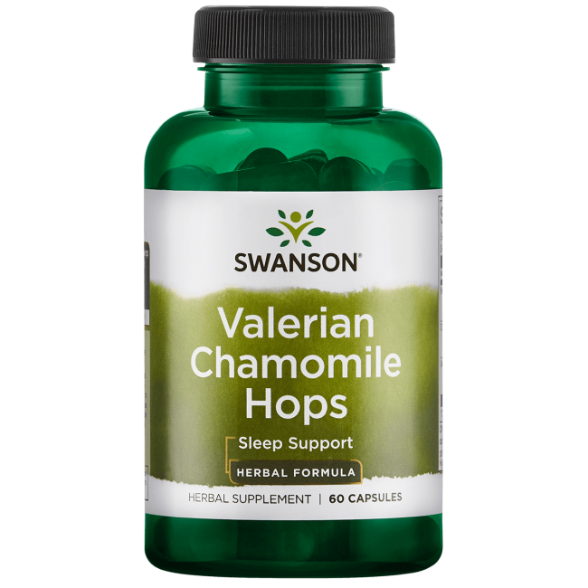 Swanson Valerian Chamomile Hops 60 Caps