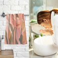 thumbnail image 7 of Yayeee 2 Pack Hand Towels for Bathroom 100% Cotton 16" x 28" Soft Absorbent Kitchen Towel, Abstract Orange Flowers, 7 of 7