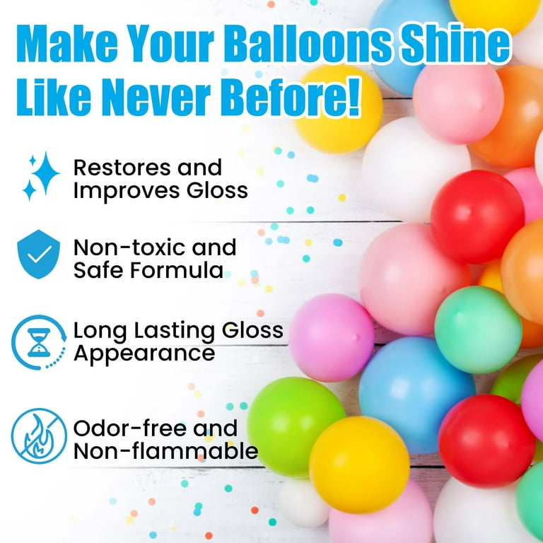 Balloon Shine Spray (6-Pack, 96oz Total) | Ultra Shiny Glow Spray for Latex Balloons. Balloon Brightener Spray for Lasting Gloss Finish (brillo Para
