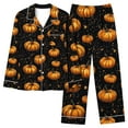 thumbnail image 2 of Ruimatai Women's Halloween Print Pajama Set with Pockets, Soft Comfy Long Sleeve Sleepwear, Floral Casual Loungewear, Black Cotton, 2 of 6
