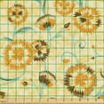 thumbnail image 2 of Ambesonne Floral Design Fabric by the Yard Upholstery, Geometric Blooms Art, 5 Yards, Marigold Seafoam, 2 of 5